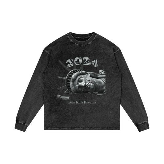 Liberty Is Dying Assassination Long Sleeve Acid Wash Tee